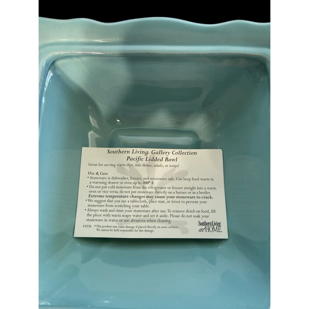 Southern Living Gallery Collection  Pacific Lidded Vegetable Bowl 41036 Blue - Picture 7 of 11
